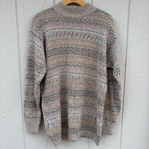 Vintage Liz Sport Mock Neck Sweater Women's Small Multicolor Grandpa Coastal